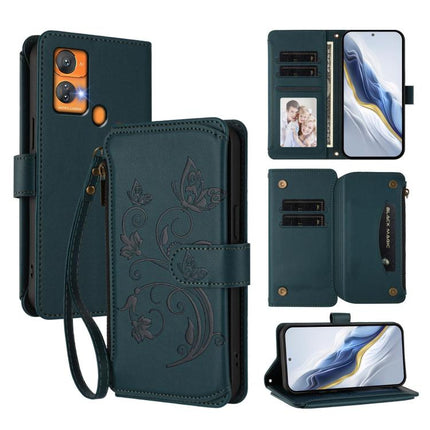 Butterfly Love Flower Multi-card Zipper Wallet Leather Phone Case, For Oukitel C35, For Oukitel C33