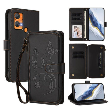 Butterfly Love Flower Multi-card Zipper Wallet Leather Phone Case, For Oukitel C35, For Oukitel C33