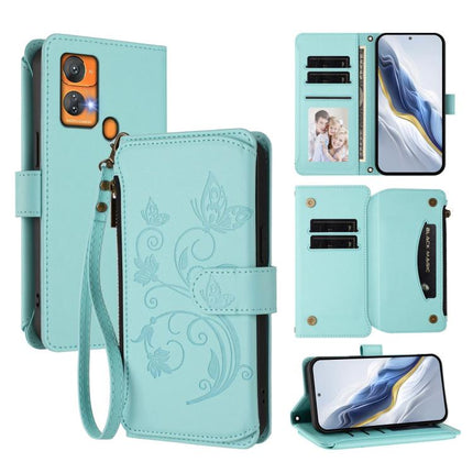 Butterfly Love Flower Multi-card Zipper Wallet Leather Phone Case, For Oukitel C35, For Oukitel C33