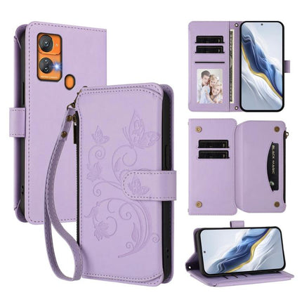 Butterfly Love Flower Multi-card Zipper Wallet Leather Phone Case, For Oukitel C35, For Oukitel C33