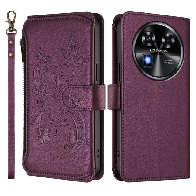 Butterfly Love Flower Multi-card Zipper Wallet Leather Phone Case, For Oukitel C37, For Oukitel C51, For Oukitel C38