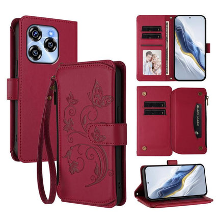 Butterfly Love Flower Multi-card Zipper Wallet Leather Phone Case, For Oukitel C57S / C57 / C57 Pro, For Oukitel C53, For Oukitel C50