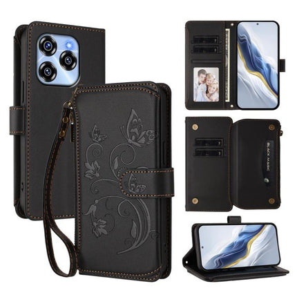 Butterfly Love Flower Multi-card Zipper Wallet Leather Phone Case, For Oukitel C57S / C57 / C57 Pro, For Oukitel C53, For Oukitel C50