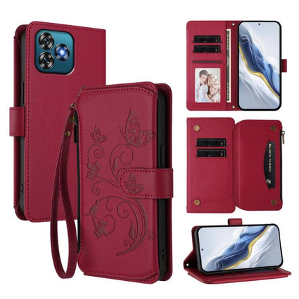 Butterfly Love Flower Multi-card Zipper Wallet Leather Phone Case, For Oukitel C57S / C57 / C57 Pro, For Oukitel C53, For Oukitel C50