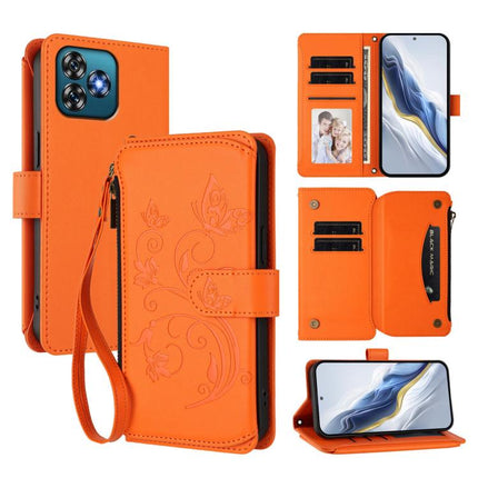 Butterfly Love Flower Multi-card Zipper Wallet Leather Phone Case, For Oukitel C57S / C57 / C57 Pro, For Oukitel C53, For Oukitel C50