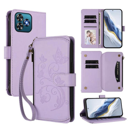 Butterfly Love Flower Multi-card Zipper Wallet Leather Phone Case, For Oukitel C57S / C57 / C57 Pro, For Oukitel C53, For Oukitel C50