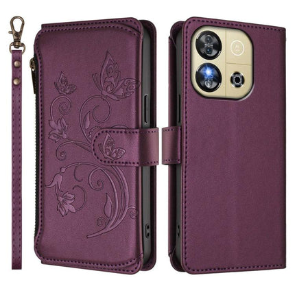 Butterfly Love Flower Multi-card Zipper Wallet Leather Phone Case, For Oukitel C57S / C57 / C57 Pro, For Oukitel C53, For Oukitel C50