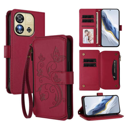 Butterfly Love Flower Multi-card Zipper Wallet Leather Phone Case, For Oukitel C57S / C57 / C57 Pro, For Oukitel C53, For Oukitel C50