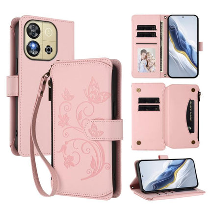 Butterfly Love Flower Multi-card Zipper Wallet Leather Phone Case, For Oukitel C57S / C57 / C57 Pro, For Oukitel C53, For Oukitel C50
