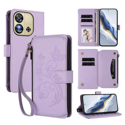 Butterfly Love Flower Multi-card Zipper Wallet Leather Phone Case, For Oukitel C57S / C57 / C57 Pro, For Oukitel C53, For Oukitel C50