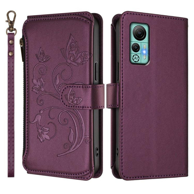 Butterfly Love Flower Multi-card Zipper Wallet Leather Phone Case, For Ulefone Note 14
