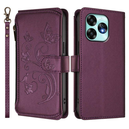 Butterfly Love Flower Multi-card Zipper Wallet Leather Phone Case, For Umidigi A15 / A15C / A15T, For Umidigi G9 5G, For Umidigi Bison X20
