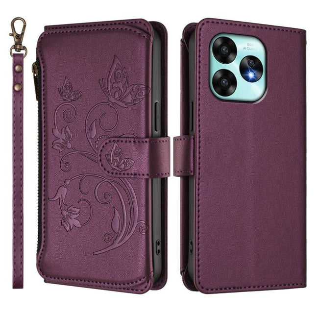 Butterfly Love Flower Multi-card Zipper Wallet Leather Phone Case, For Umidigi A15 / A15C / A15T, For Umidigi G9 5G, For Umidigi Bison X20