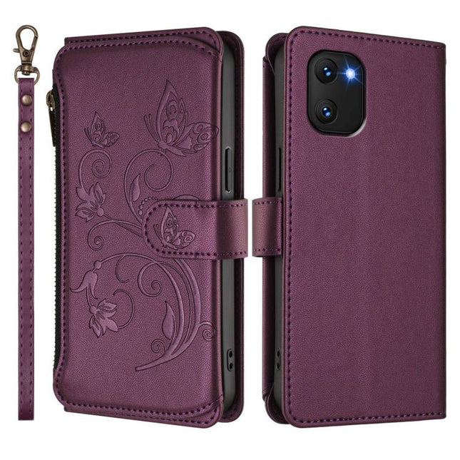 Butterfly Love Flower Multi-card Zipper Wallet Leather Phone Case, For Umidigi Power 7 / Power 7S, For Umidigi Power 7 Max