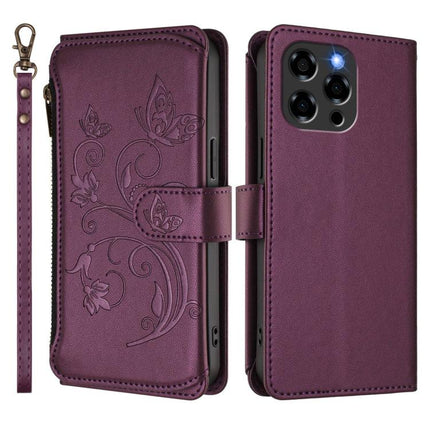 Butterfly Love Flower Multi-card Zipper Wallet Leather Phone Case, For Doogee Note 58 / Note 58 Pro, For Doogee Blade GT, For Doogee N55 / N55 Plus