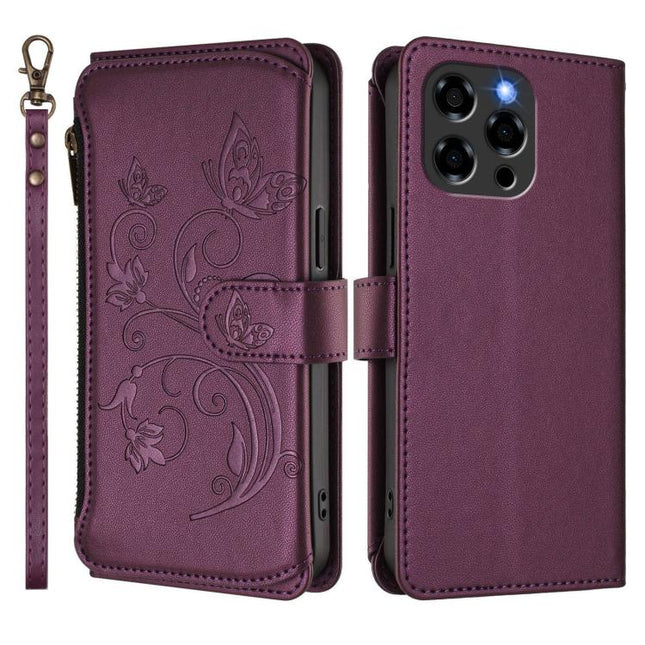 Butterfly Love Flower Multi-card Zipper Wallet Leather Phone Case, For Doogee Note 58 / Note 58 Pro, For Doogee Blade GT, For Doogee N55 / N55 Plus