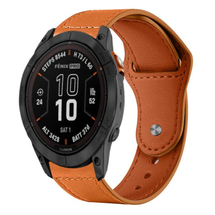 xDfind Rivet Buckle Genuine Leather Watch Band, For Garmin Fenix 8/7X/6X/5X 26mm, For Garmin Fenix 8/7/6/5 22mm