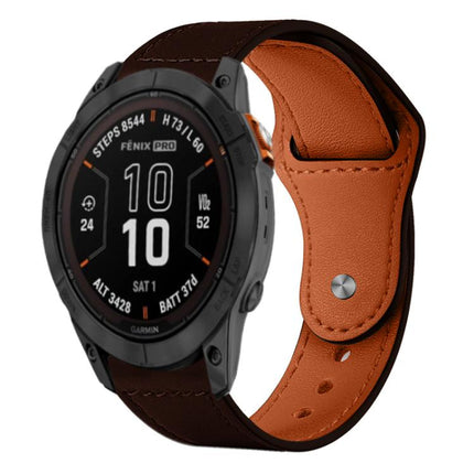 xDfind Rivet Buckle Genuine Leather Watch Band, For Garmin Fenix 8/7X/6X/5X 26mm, For Garmin Fenix 8/7/6/5 22mm