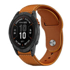 For Garmin Fenix 8/7X/6X/5X 26mm / Brown White Thread