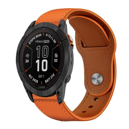 xDfind Rivet Buckle Genuine Leather Watch Band, For Garmin Fenix 8/7X/6X/5X 26mm, For Garmin Fenix 8/7/6/5 22mm