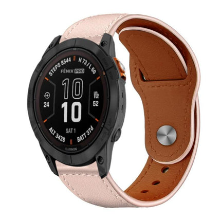 xDfind Rivet Buckle Genuine Leather Watch Band, For Garmin Fenix 8/7X/6X/5X 26mm, For Garmin Fenix 8/7/6/5 22mm