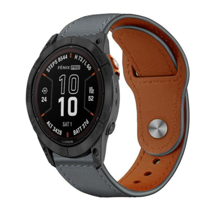 xDfind Rivet Buckle Genuine Leather Watch Band, For Garmin Fenix 8/7X/6X/5X 26mm, For Garmin Fenix 8/7/6/5 22mm