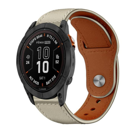 xDfind Rivet Buckle Genuine Leather Watch Band, For Garmin Fenix 8/7X/6X/5X 26mm, For Garmin Fenix 8/7/6/5 22mm