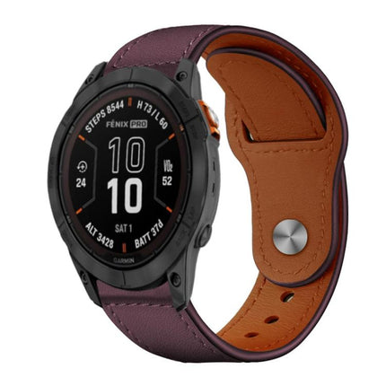 xDfind Rivet Buckle Genuine Leather Watch Band, For Garmin Fenix 8/7X/6X/5X 26mm, For Garmin Fenix 8/7/6/5 22mm