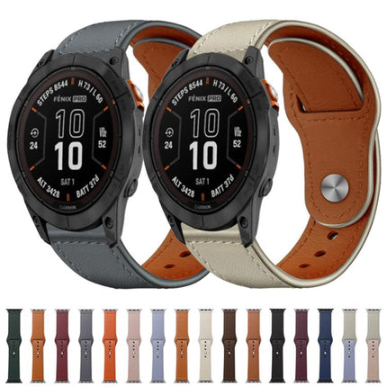 xDfind Rivet Buckle Genuine Leather Watch Band, For Garmin Fenix 8/7X/6X/5X 26mm, For Garmin Fenix 8/7/6/5 22mm