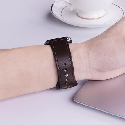 xDfind Rivet Buckle Genuine Leather Watch Band, For Garmin Fenix 8/7X/6X/5X 26mm, For Garmin Fenix 8/7/6/5 22mm