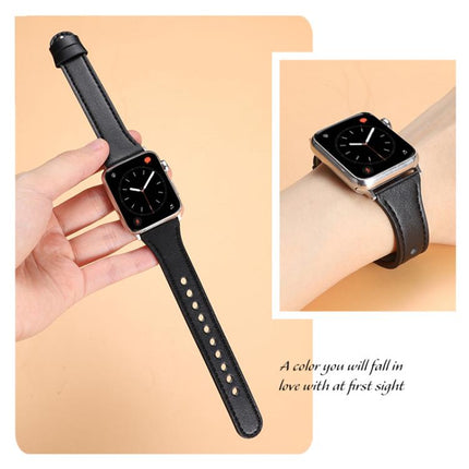 xDfind Double Ring Single Rivet Genuine Leather Watch Band, For Apple Watch 42 / 44 / 45 / 46 / 49mm, For Apple Watch 38 / 40 / 41 / S10 42mm