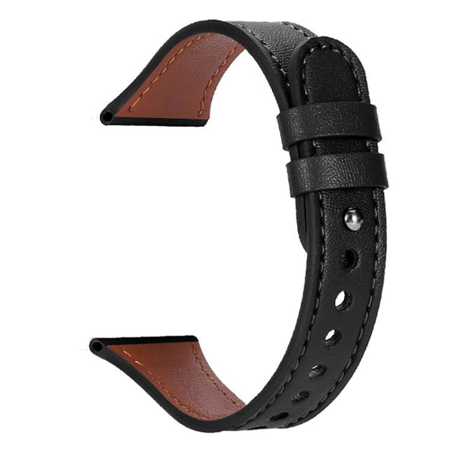 xDfind Double Ring Single Rivet Genuine Leather Watch Band, 20mm, 22mm