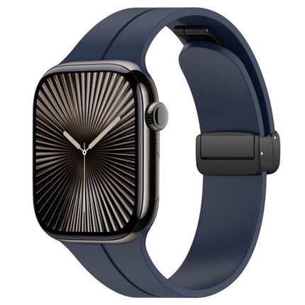 xDfind  Flat Head Groove Folding Black Buckle Silicone Watch Band, For Apple Watch 42 / 44 / 45 / 46 / 49mm, For Apple Watch 38 / 40 / 41 / S10 42mm