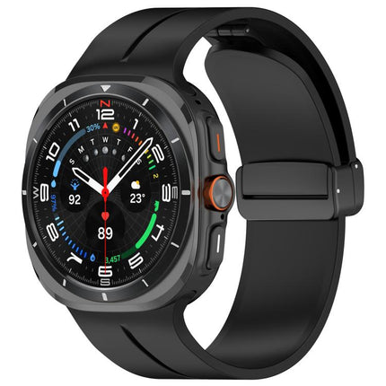 xDfind  Flat Head Groove Folding Black Buckle Silicone Watch Band, For Samsung Galaxy Watch Ultra / Ultra 2025, For Samsung Galaxy Watch8 / 8 Classic, For Samsung Galaxy Watch 7 / 6 / 5 / FE