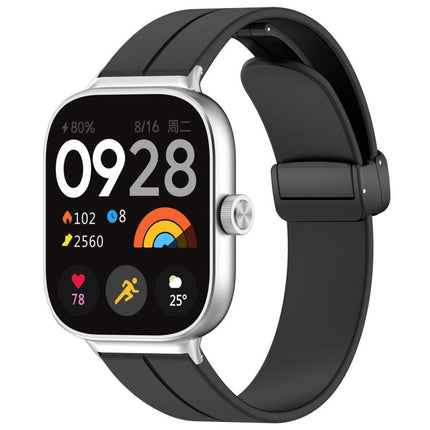 xDfind  Flat Head Groove Folding Black Buckle Silicone Watch Band, For Xiaomi Band 10 Pro / 9 Pro / Redmi Watch 6, For Redmi Watch 3 Active / Watch 3 Lite