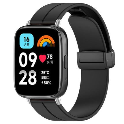 xDfind  Flat Head Groove Folding Black Buckle Silicone Watch Band, For Xiaomi Band 10 Pro / 9 Pro / Redmi Watch 6, For Redmi Watch 3 Active / Watch 3 Lite