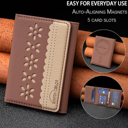 BFK25 BINFEN Color Flowers Magsafe Magnetic Leather Card Bag