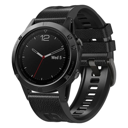 xDfind Leather Skin Silicone Quick Release Watch Band, For Garmin 26mm, For Garmin 22mm