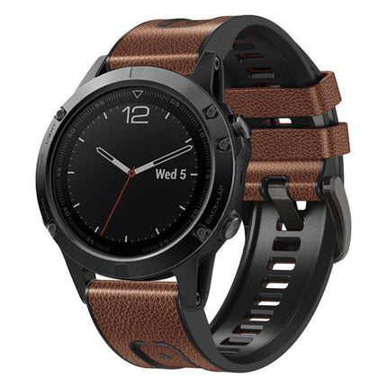 xDfind Leather Skin Silicone Quick Release Watch Band, For Garmin 26mm, For Garmin 22mm