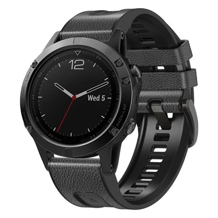 xDfind Leather Skin Silicone Quick Release Watch Band, For Garmin 26mm, For Garmin 22mm