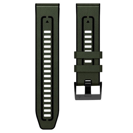 xDfind Leather Skin Silicone Quick Release Watch Band, For Garmin 26mm, For Garmin 22mm