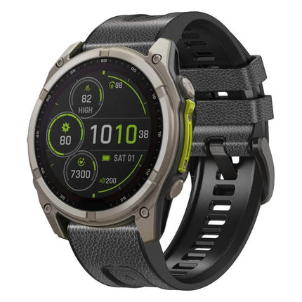 xDfind Leather Skin Silicone Quick Release Watch Band, For Garmin 26mm, For Garmin 22mm