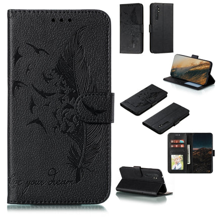 Feather Pattern Litchi Texture Horizontal Flip Leather Case with Wallet & Holder & Card Slots, For Xiaomi Note 10 Lite
