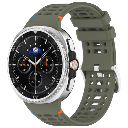 xDfind Alloy Silver Buckle Breathable Hole Silicone Watch Band, For Galaxy Watch9 / 8 / 8 Classic