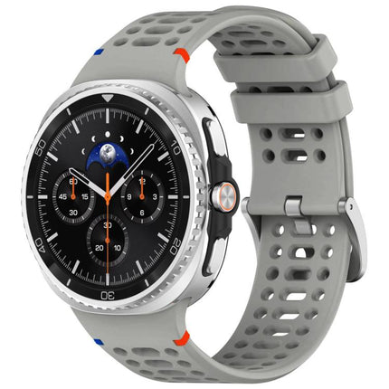 xDfind Alloy Silver Buckle Breathable Hole Silicone Watch Band, For Galaxy Watch9 / 8 / 8 Classic