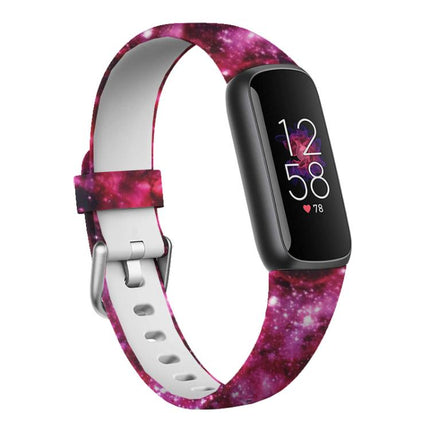 xDfind Silver Buckle Painting Silicone Watch Band For Fitbit Luxe, S, L
