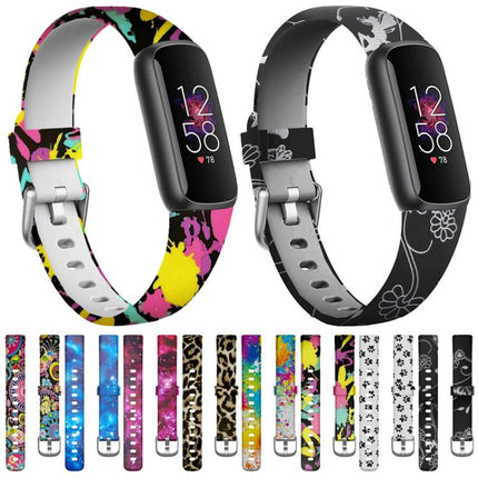 xDfind Silver Buckle Painting Silicone Watch Band For Fitbit Luxe, S, L