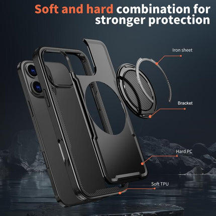 kalebol Metal 360 Degree Rotation Holder MagSafe Phone Case, For iPhone 16 Pro, For iPhone 16 Plus, For iPhone 16, For iPhone 15 Pro Max