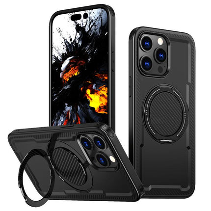 kalebol Metal 360 Degree Rotation Holder MagSafe Phone Case, For iPhone 16 Pro, For iPhone 16 Plus, For iPhone 16, For iPhone 15 Pro Max