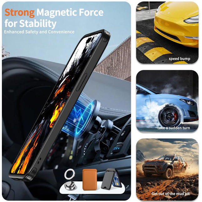 kalebol Metal 360 Degree Rotation Holder MagSafe Phone Case, For iPhone 15 Pro, For iPhone 15 Plus, For iPhone 15, For iPhone 14 Plus